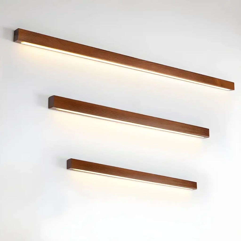 Applique murale en tasseaux de bois style japonais MAISU - Lampe suspension longue et minimaliste pour salon, chambre, couloir et décoration d'intérieur