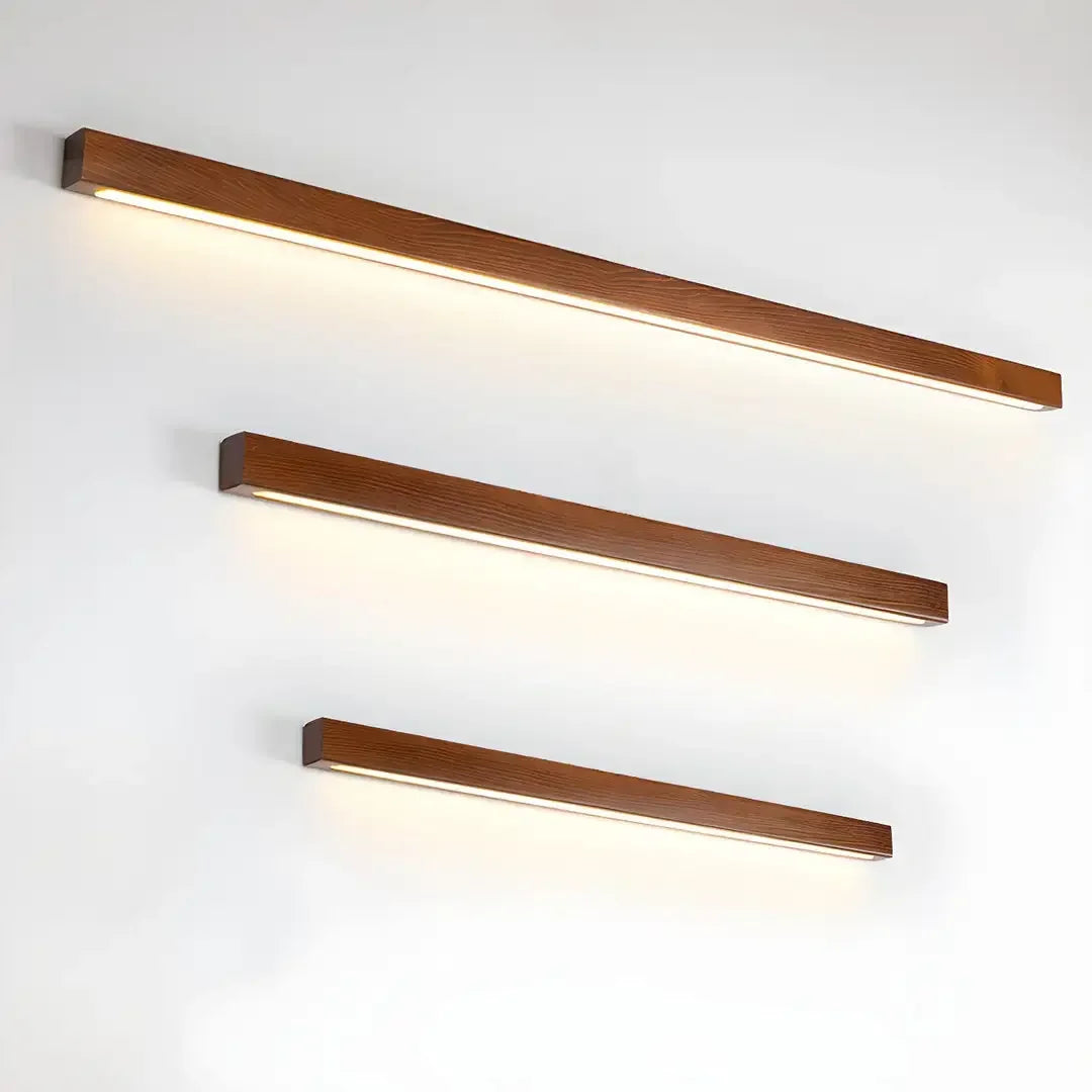 Applique murale en tasseaux de bois style japonais MAISU - Lampe suspension longue et minimaliste pour salon, chambre, couloir et décoration d'intérieur