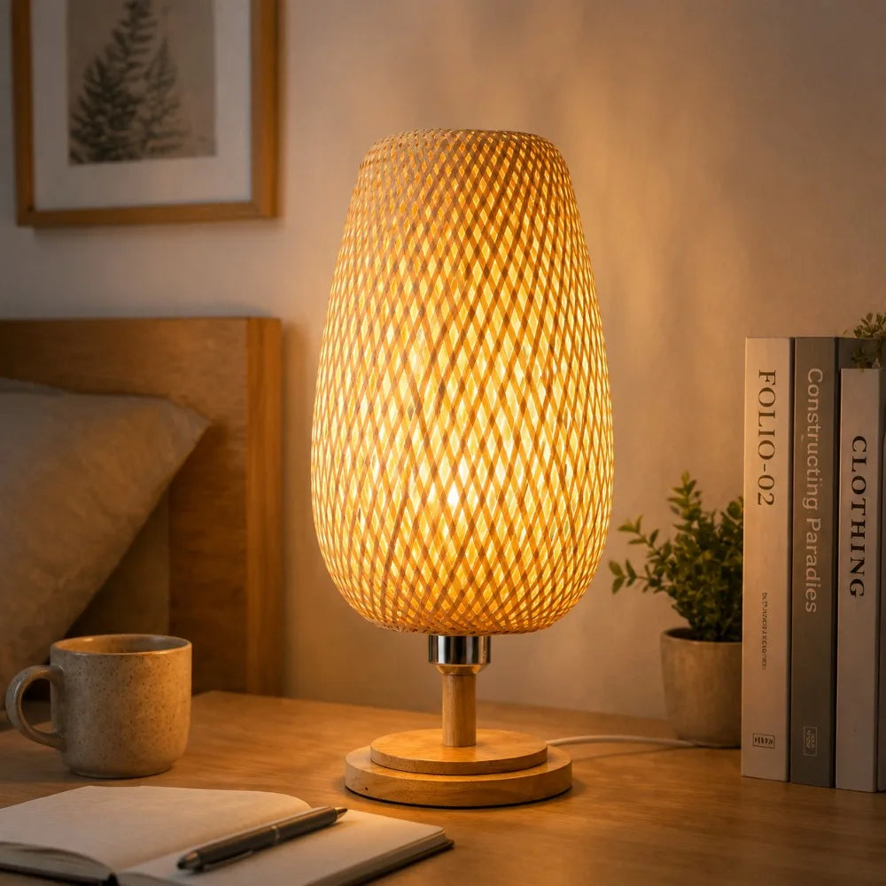 Lustre Lanterne en Bambou Tressé