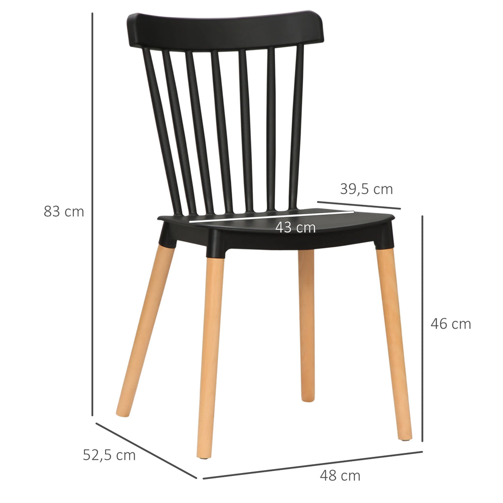 Lot de 4 chaises de salle à manger, chaises de cuisine, style scandinave, dossier haut, assise en polypropylène, pieds en [bois / métal]