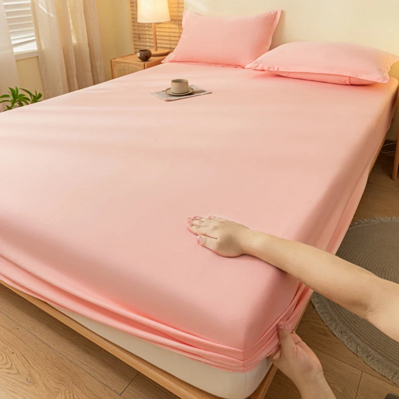 Drap-housse uni en tissu brossé doux pour la peau avec élastique