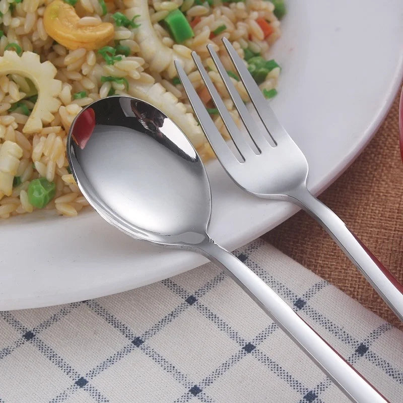 Stainless Steel Fork Spoon Long Handle Chopsticks Korean Style Thicken Dinnerware Tableware Non-slip Dessert Ice Cream Spoons