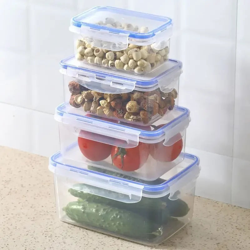 Boîte de rangement hermétique et rectangulaire pour réfrigérateur avec couvercle, boîte fraîcheur en plastique, boîte à lunch chauffable au micro-ondes avec couvercle