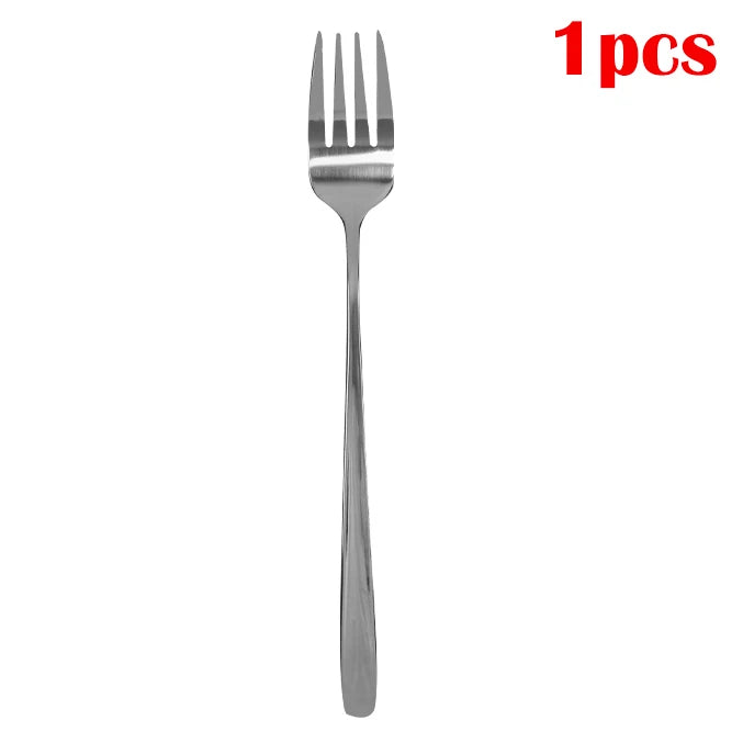 Stainless Steel Fork Spoon Long Handle Chopsticks Korean Style Thicken Dinnerware Tableware Non-slip Dessert Ice Cream Spoons