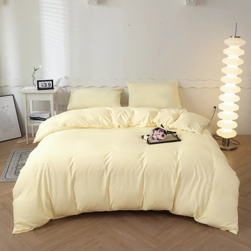 Housse de couette unie 100 % coton lavé