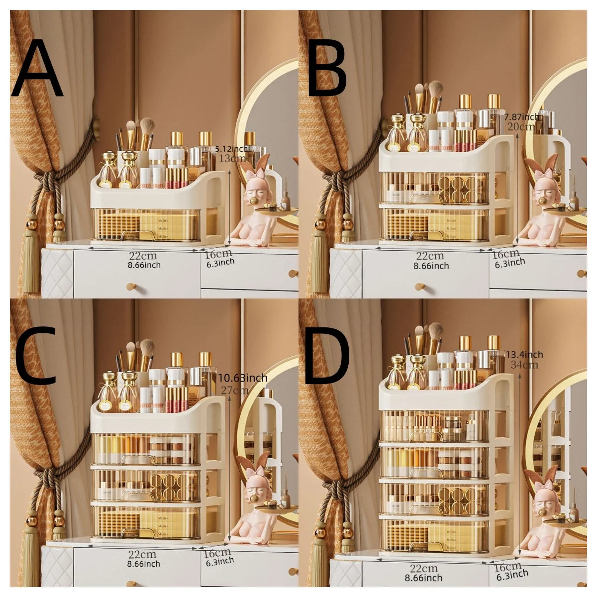 Boîte de Rangement Multi-Niveaux pour Cosmétiques