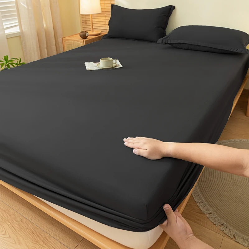 Drap-housse uni en tissu brossé doux pour la peau avec élastique