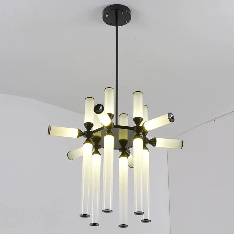 Designer Glass Tube Pendant Lamp Modern Living Room Chandelier For Bedroom Bedside Cafe Home Decor Led Dining Room Hanging Light