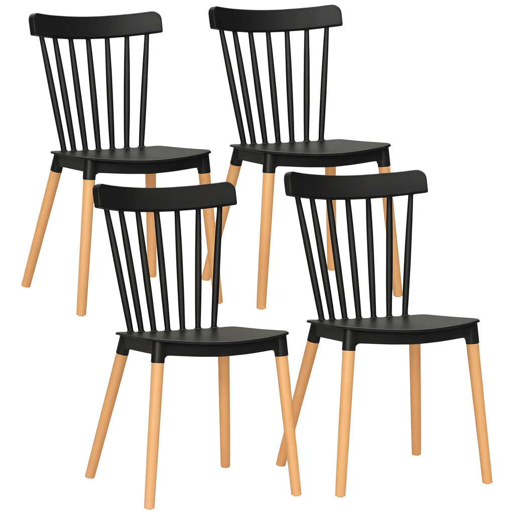 Lot de 4 chaises de salle à manger, chaises de cuisine, style scandinave, dossier haut, assise en polypropylène, pieds en [bois / métal]