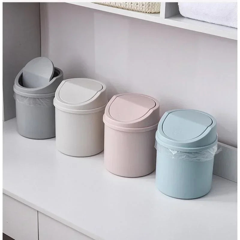 Mini poubelle de bureau avec couvercle, petite poubelle de table pour chambre, bac à ordures pour espace de travail propre, boîte de rangement pour bureau à domicile
