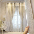 1 panneau de rideau double couche style européen 100% occultant et préserve l'intimité, avec voilage superposé et fond uni au design esthétique pour chambre et salon