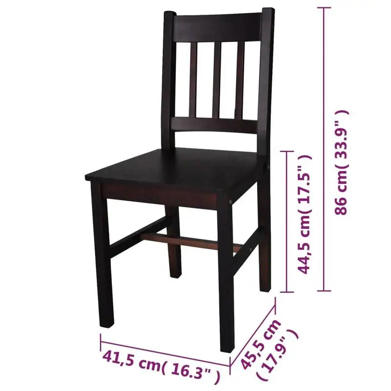 Chaises de salle à manger en pin brun foncé (lot de 6), robustes et faciles à nettoyer, décoration d'intérieur moderne
