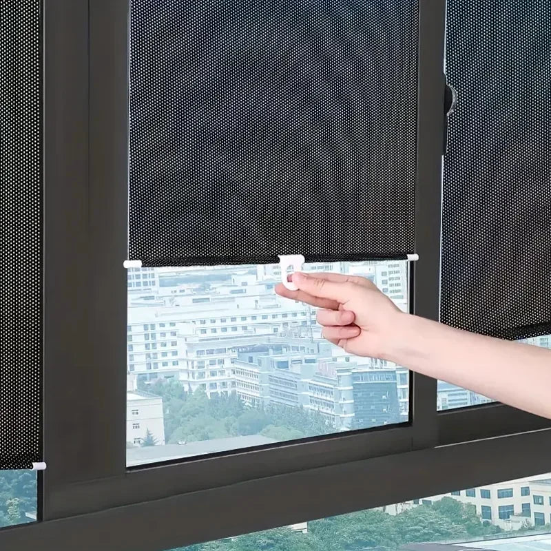 Rideau pare-soleil télescopique à ventouses, store occultant et isolant thermique pour protection solaire