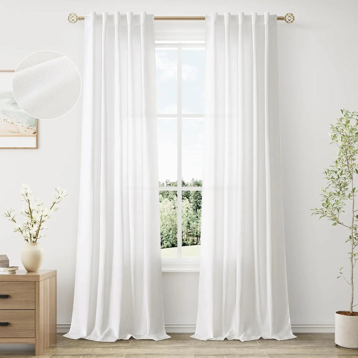 Rideau voile sur mesure hauteur 350 cm en faux lin, voilages en tulle pour fenêtres de salon et chambre, drapes et rideaux de fenêtre