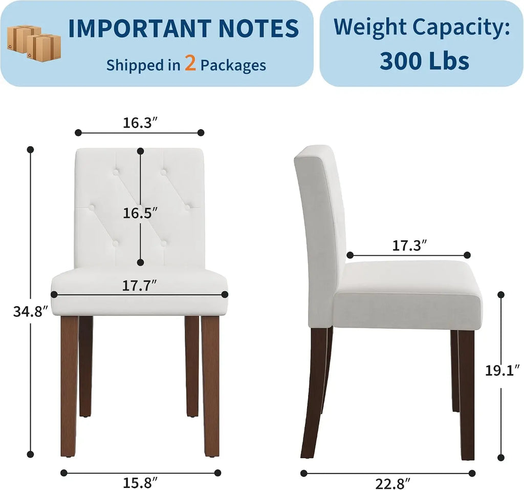 Lot de 2 chaises de salle à manger, lin et coton, pieds en bois, lot de 2 chaises de salle à manger blanches ; revêtement respirant en coton et lin, dossiers hauts, pieds en bois robustes ; style moderne ; assemblage facile.