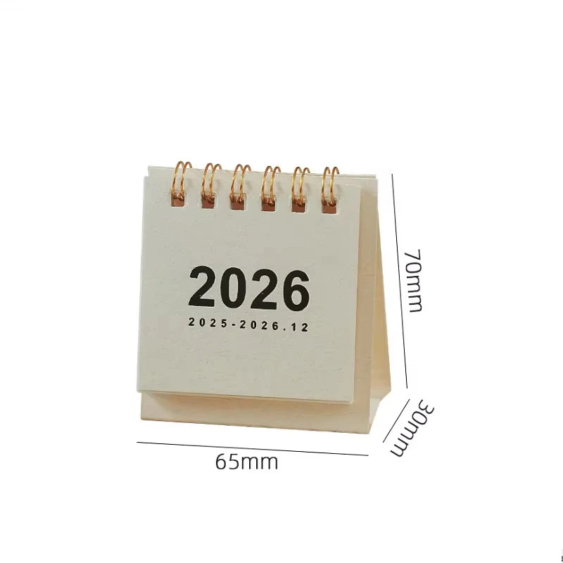 2026 Mini Simple Desk Calendar - Creative Spiral-Bound Calendar for Desktop Decoration & Office Stationery