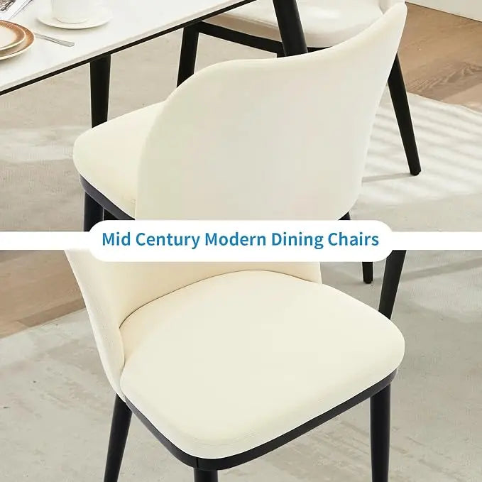 Chaises de cuisine et salle à manger en tissu de style scandinave moderne avec pieds en bois pour bureau, cuisine et salon (lot de 2)