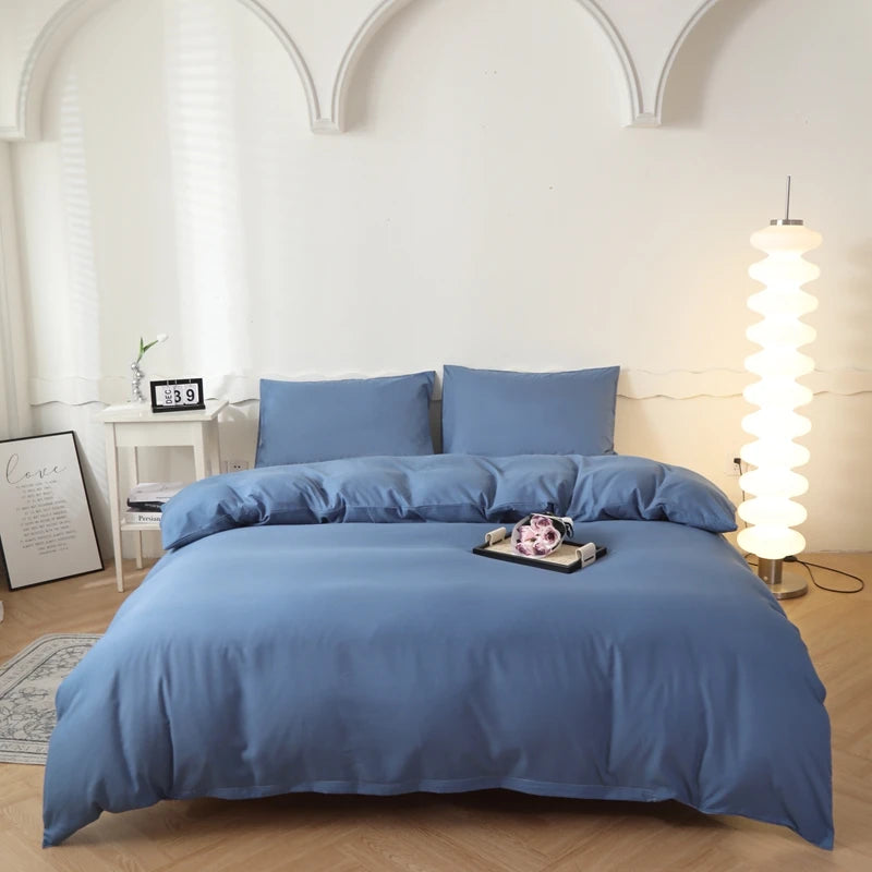 Housse de couette unie 100 % coton lavé