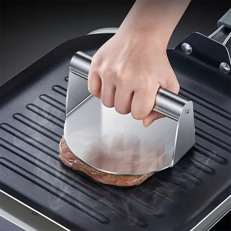 Presse à Smash Burger professionnelle en acier inoxydable - Écraseur à steak haché anti-adhésif et robuste - Presse à viande pour barbecue, plancha et cuisson en cuisine