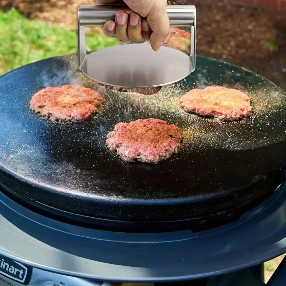 Presse à Smash Burger professionnelle en acier inoxydable - Écraseur à steak haché anti-adhésif et robuste - Presse à viande pour barbecue, plancha et cuisson en cuisine