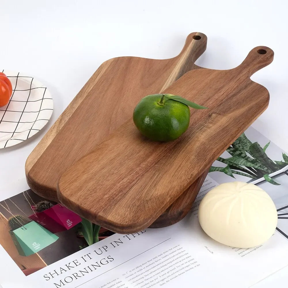 Planche à découper en bois avec poignée, planche de service pour la cuisine, planche à fromage en bois, planche à charcuterie pour pain et assiettes de fruits