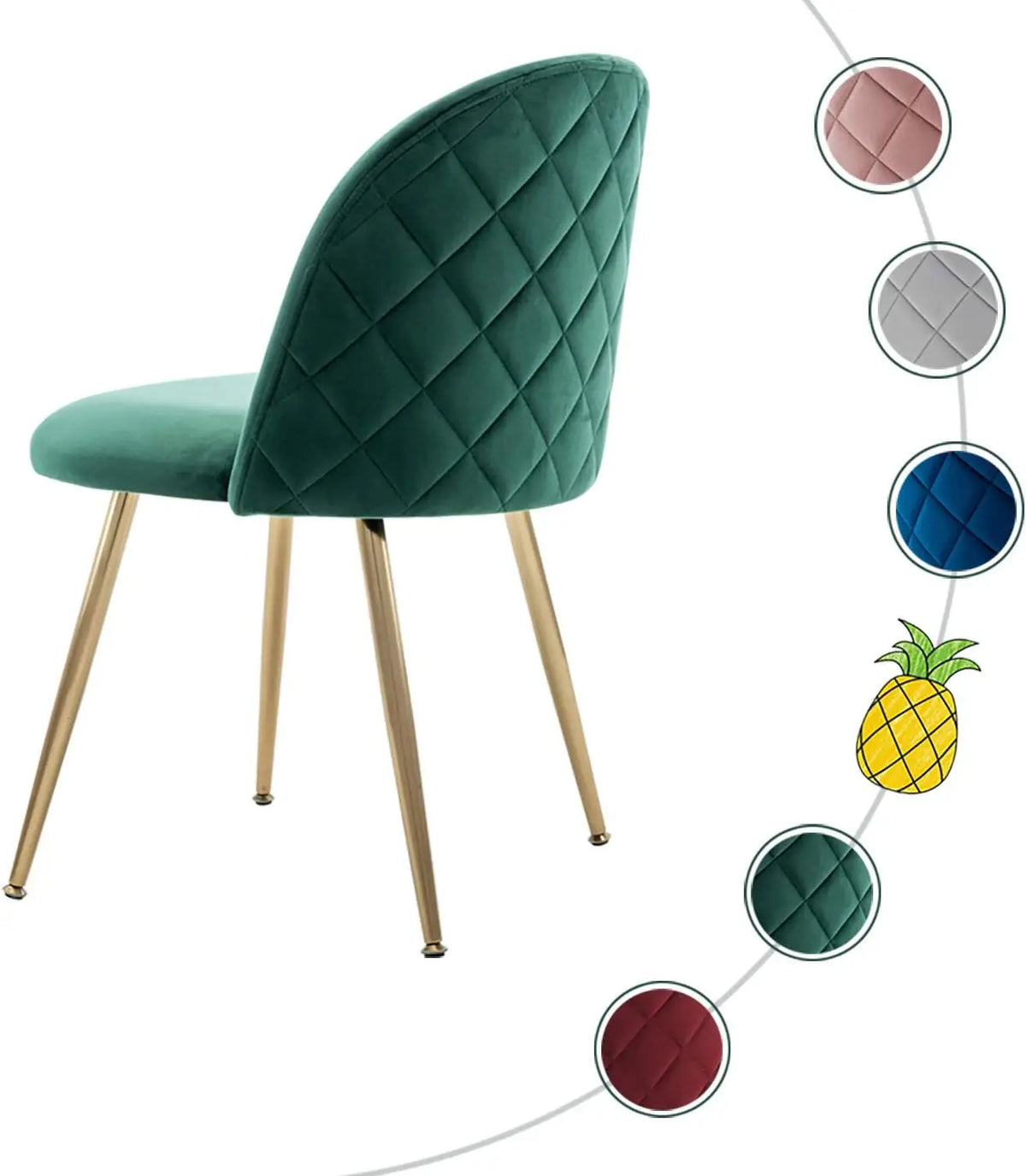 Lot de 6 fauteuils de salle à manger rembourrés en velours vert, chaises de cuisine modernes avec pieds en métal doré, capacité de charge jusqu'à 120 kg, pour salle à manger, cuisine et salon