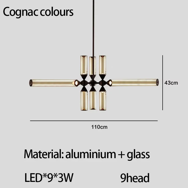 Designer Glass Tube Pendant Lamp Modern Living Room Chandelier For Bedroom Bedside Cafe Home Decor Led Dining Room Hanging Light