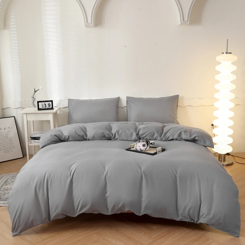 Housse de couette unie 100 % coton lavé