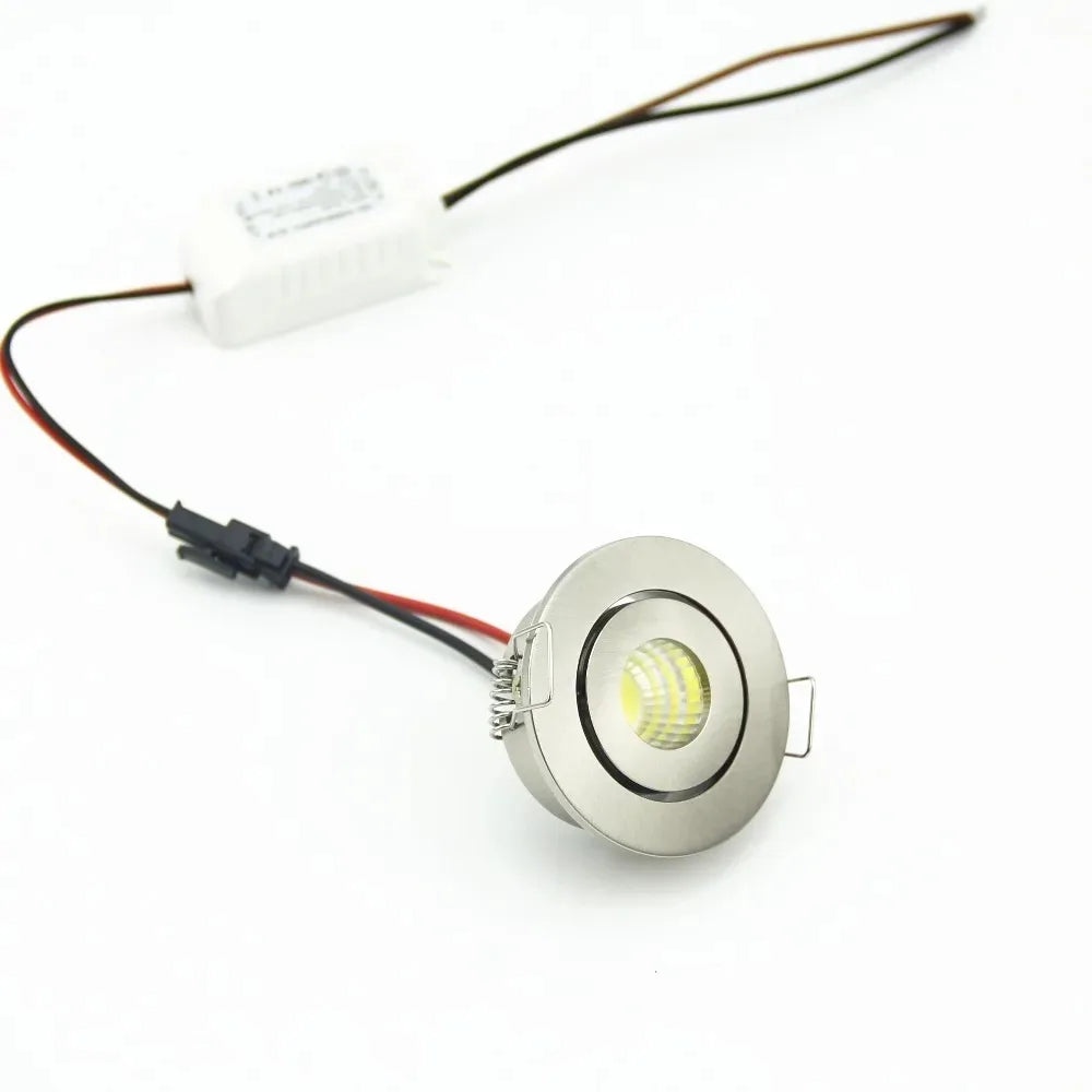 Mini spot LED encastré JOYINLED 3W - Projecteur de plafond orientable anti-éblouissement rond en nickel satiné, spot ultra-mince dimmable blanc froid 6000K, luminaire AC 220V pour salon, chambre, cuisine, meuble, couloir et éclairage intérieur