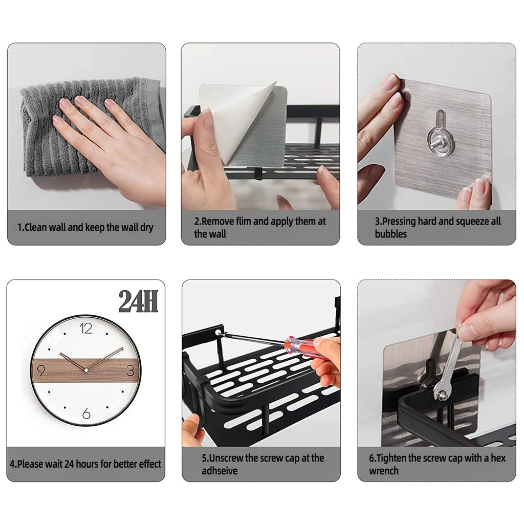 High Quality Wall Mounted Rectangular Rack Bathroom Storage Rack Towel Rack Wall Shower Shampoo Rack Drill Free Rack Tripod