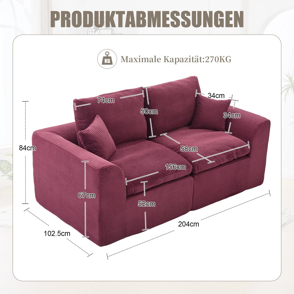 Canapé moderne et minimaliste en tissu, doux et confortable, équipé de coussins, style nordique, adapté pour le salon et la chambre