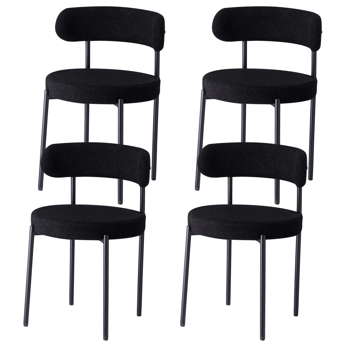 Chaises de salle à manger EGOONM style scandinave (lot de 2/4/6), chaises de cuisine rembourrées avec velours bouclette (effet teddy), pour maison, bureau et salle à manger
