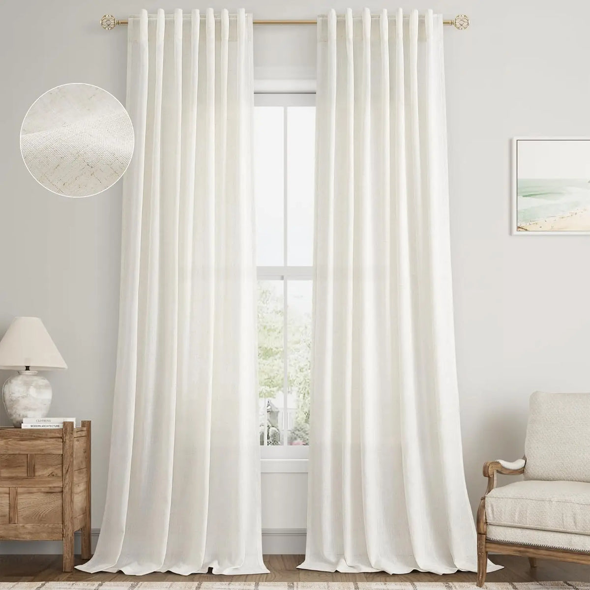 Rideau voile sur mesure hauteur 350 cm en faux lin, voilages en tulle pour fenêtres de salon et chambre, drapes et rideaux de fenêtre