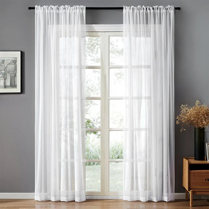 Rideaux en tulle blanc transparent pour salon et salle de bain, décoration d'intérieur pour portes et fenêtres et fond de studio photo