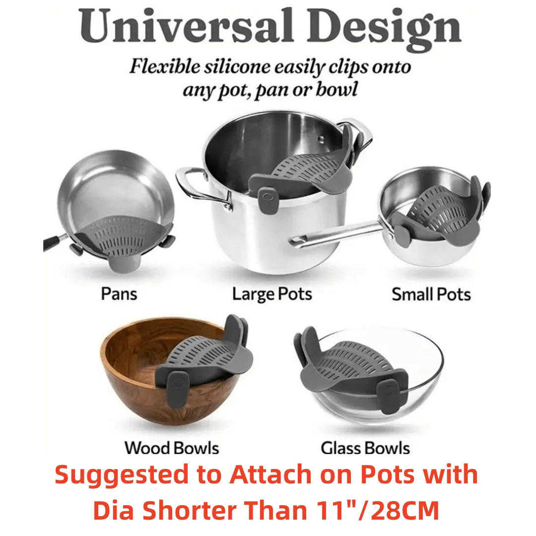 Passoire 1 pièce, passoire pour casseroles, passoire adaptable à clipser pour casseroles, poêles et bols, passoire de cuisine