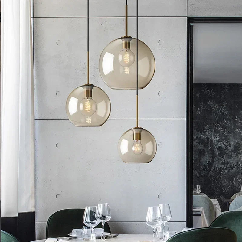 Lustre suspendu moderne en verre - Suspension lumineuse pour salon, salle à manger, couloir, cuisine, table à manger, chambre et chevet