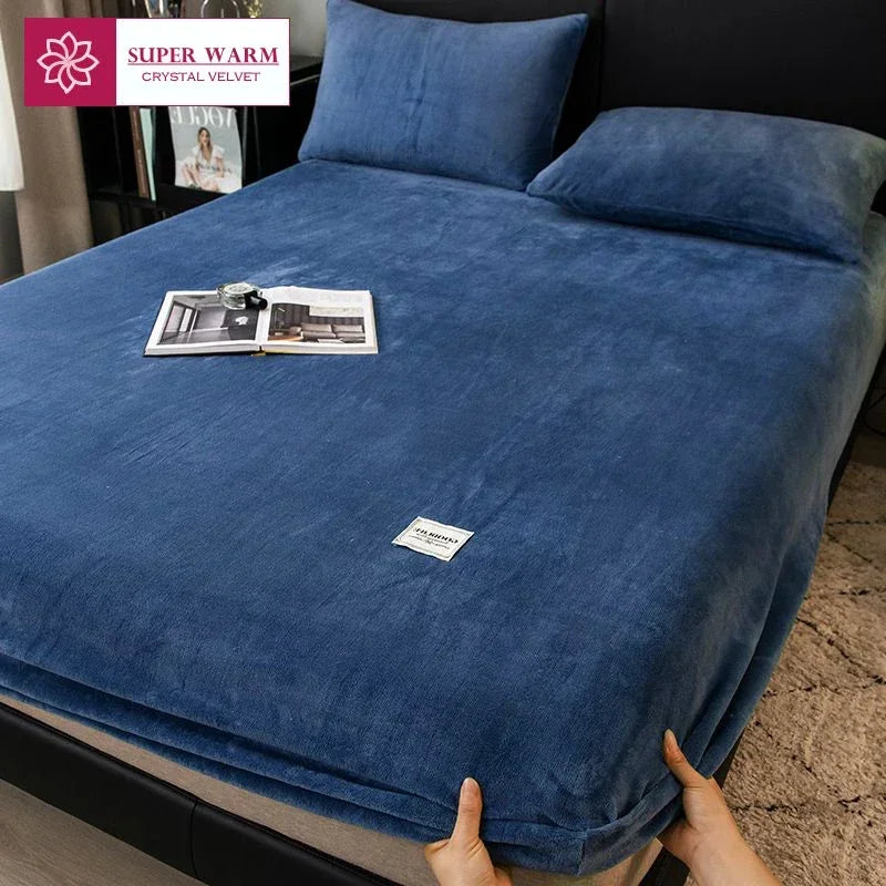 Drap-housse et housse de matelas moelleuse en polaire corail