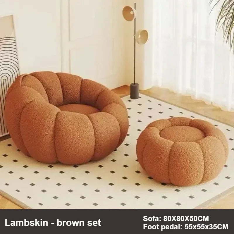 Canapé citrouille relax, fauteuil individuel de style nordique, garnissage en microbilles, doux et confortable, ensemble de canapé pour la maison, le salon, le balcon et la chambre