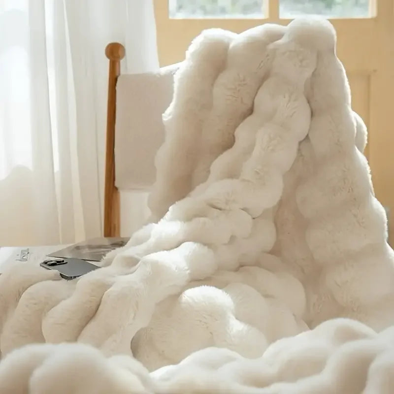 Plaid douillet en fausse fourrure de lapin