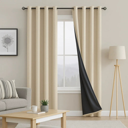 1 panneau de rideau occultant 100% avec isolation thermique et séparation de pièce, avec doublure thermique pour salon, salle à manger, chambre – protège l'intimité