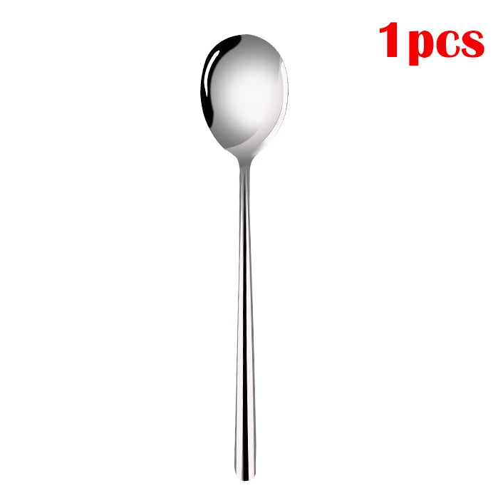 Stainless Steel Fork Spoon Long Handle Chopsticks Korean Style Thicken Dinnerware Tableware Non-slip Dessert Ice Cream Spoons