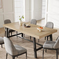 Table haute rectangulaire Garvee 180 cm pour 6 à 8 personnes : table de salle à manger et cuisine de style industriel rustique gris, grande plateforme universelle pour l'extérieur