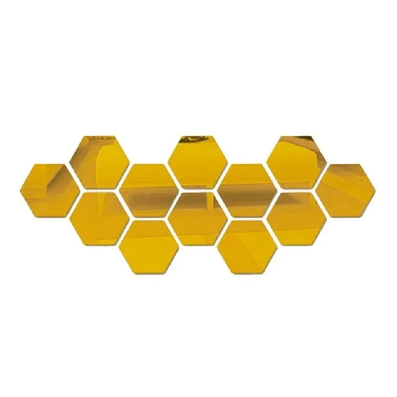 6/12pcs Acrylic Hexagonal Mirror DIY TV Background Wall Decoration Living Room Stickers Bedroom Bathroom Home Decoration