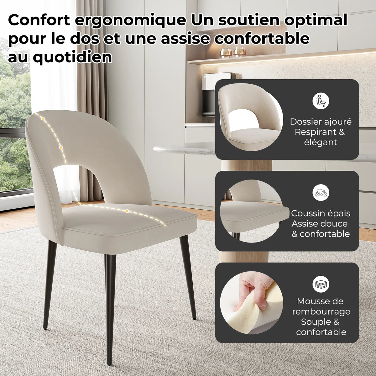 Chaises de salle à manger (lot de 2) modernes et simples pour la maison, chaises et table à manger, tabouret de relaxation, chaises à dossier pour hôtel et restaurant, meubles
