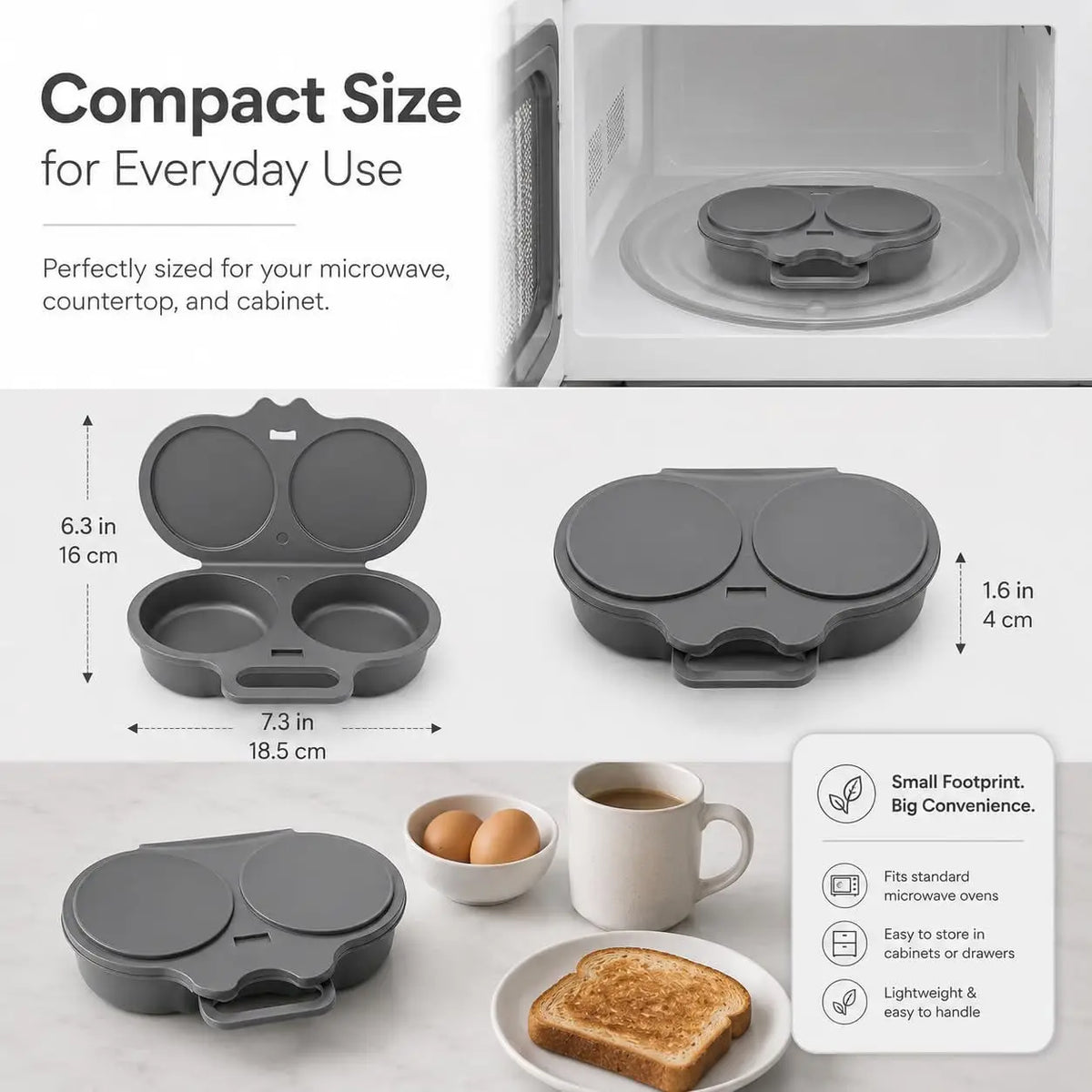 CUISEUR À ŒUFS POUR MICRO-ONDES - POCHOIR À ŒUFS DOUBLE CAVITÉ, CUISEUR À VAPEUR EN MATÉRIAU ALIMENTAIRE ET ANTI-ADHÉSIF, APPAREIL À PETIT-DÉJEUNER SANS HUILE, MOULE DE CUISINE RÉUTILISABLE