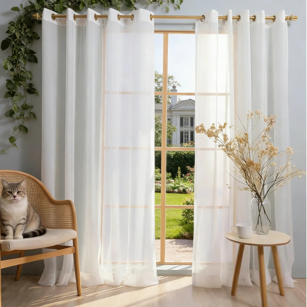 Rideaux en voilage de tulle blanc uni, voilages luxueux en chiffon transparent pour chambre et salon, habillage de fenêtre aérien et léger pour la décoration
