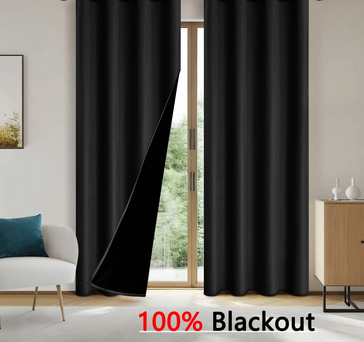 1 panneau de rideau occultant 100% avec isolation thermique et séparation de pièce, avec doublure thermique pour salon, salle à manger, chambre – protège l'intimité