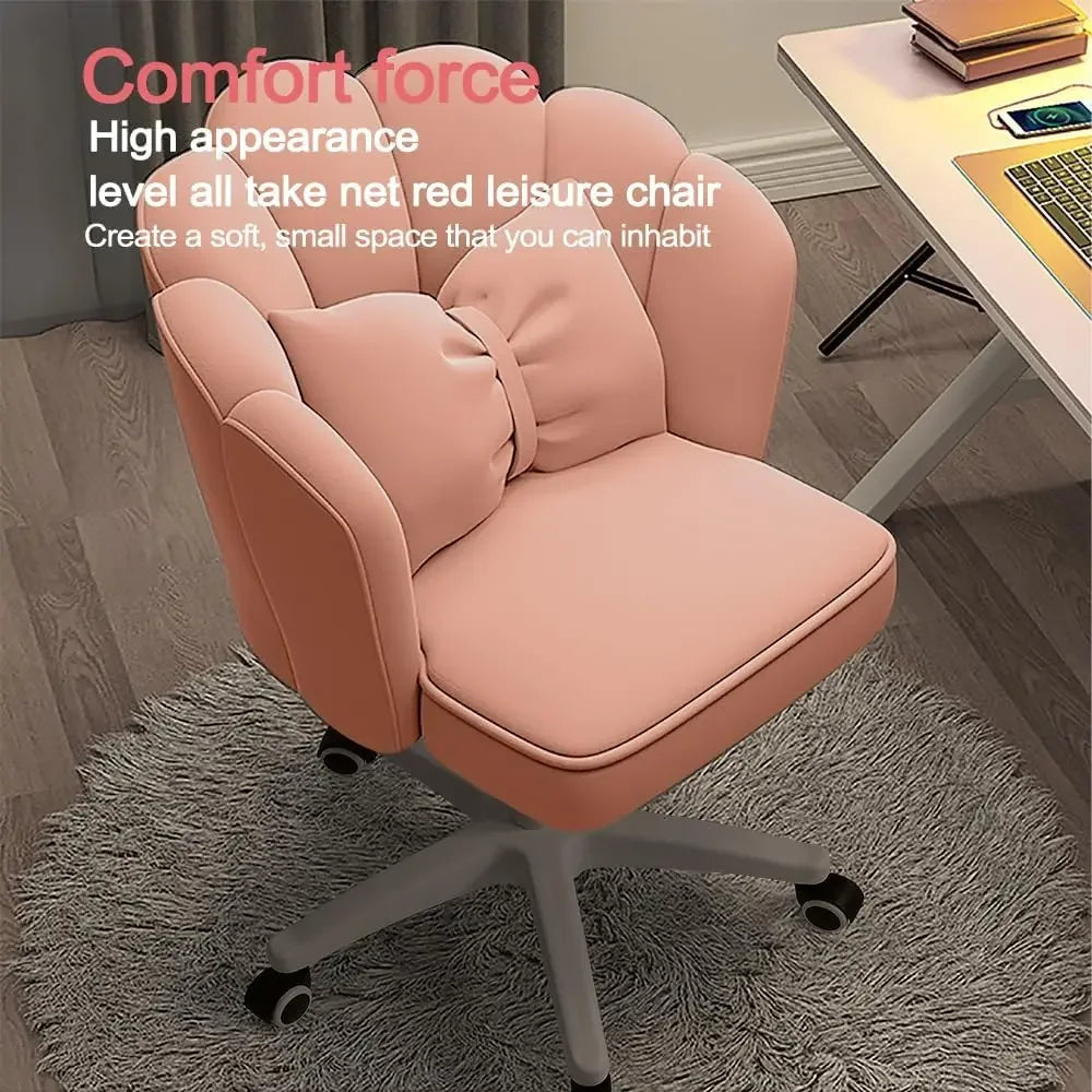 Chaise de bureau et de coiffeuse élégante en forme de pétale / papillon, fauteuil moderne en tissu, hauteur réglable pour bureau ou ordinateur