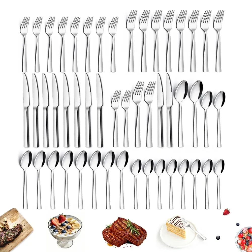 60-Piece Stainless Steel Teaspoon Set – Mirror-polished Silver Cutlery Suitable for Coffee, Tea, and Everyday Dining; Durable and Dishwasher-safe, Ideal for Both Home and Restaurant Use.