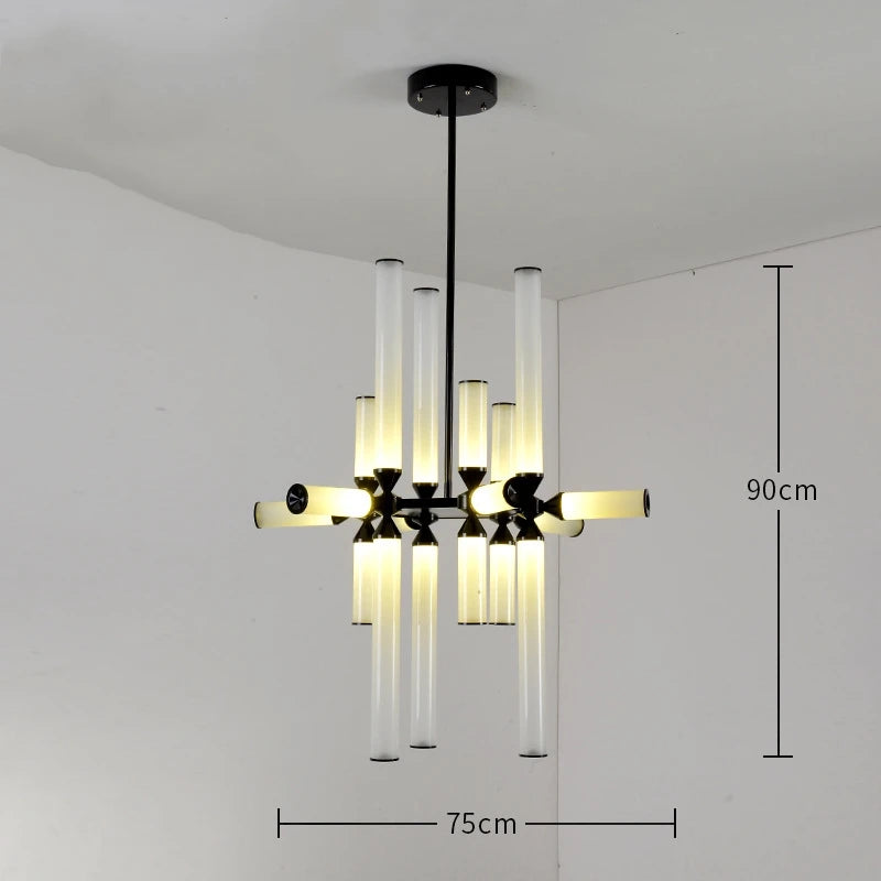Designer Glass Tube Pendant Lamp Modern Living Room Chandelier For Bedroom Bedside Cafe Home Decor Led Dining Room Hanging Light
